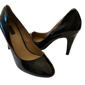 Zara Basic Black Patent Leather Platform Heels Size 37